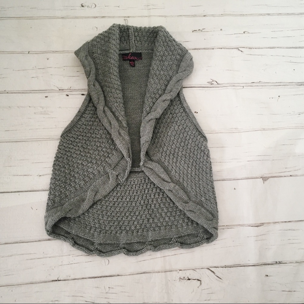 TakeOut Gray Sleeveless Open Front  Cardigan Size XS